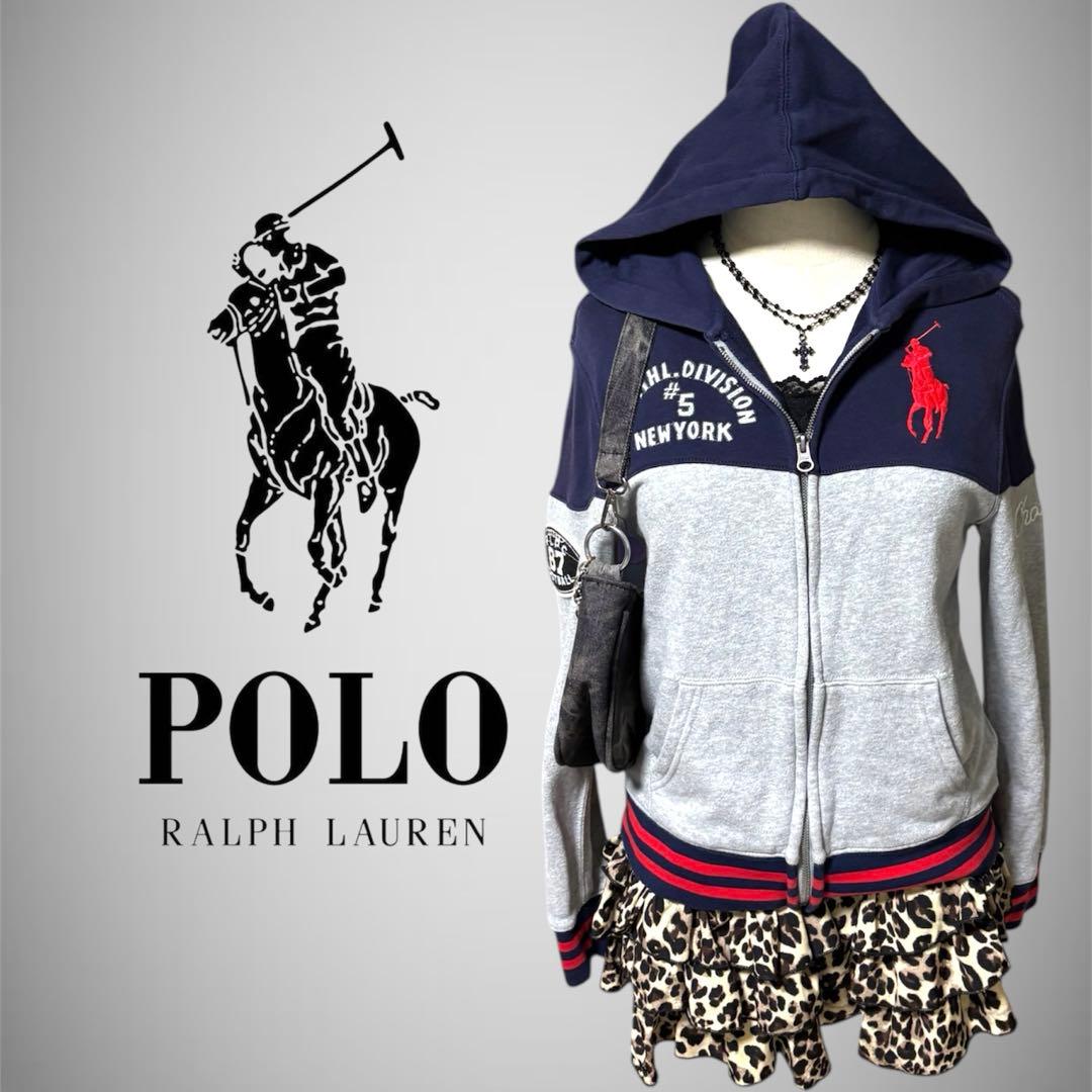 POLO ラルフローレン ジップパーカー ビックポニー Y2K 平成 お兄系