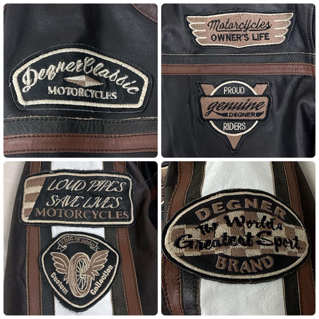 プロテクター付 ✨ デグナー　ライダース　本革 バイク用 レザージャケット　刺繍