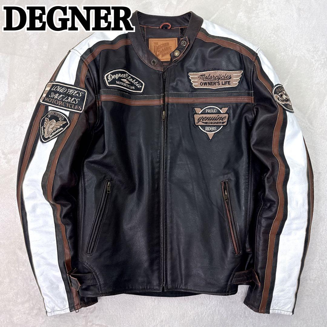 プロテクター付 ✨ デグナー　ライダース　本革 バイク用 レザージャケット　刺繍