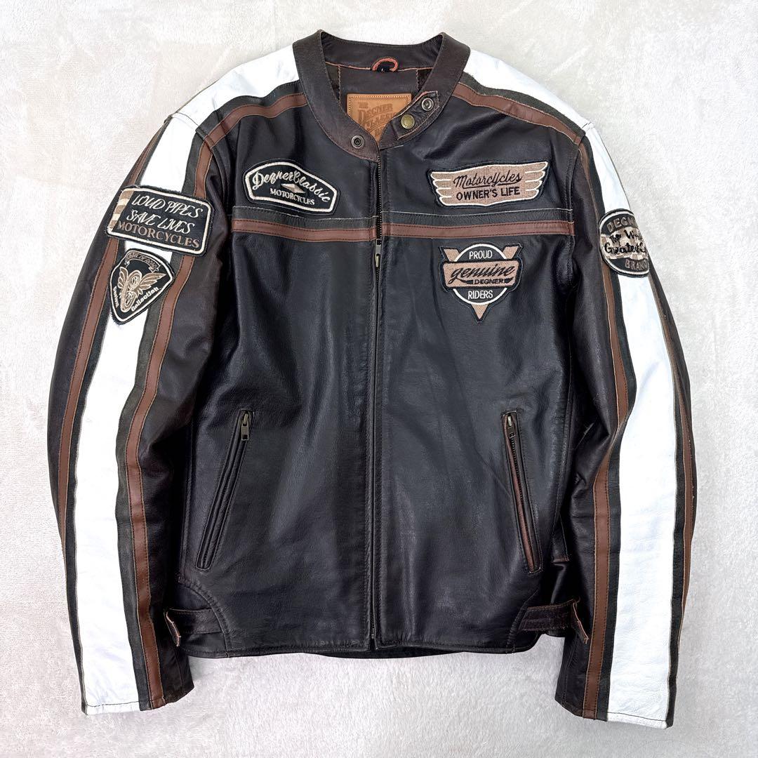 プロテクター付 ✨ デグナー　ライダース　本革 バイク用 レザージャケット　刺繍