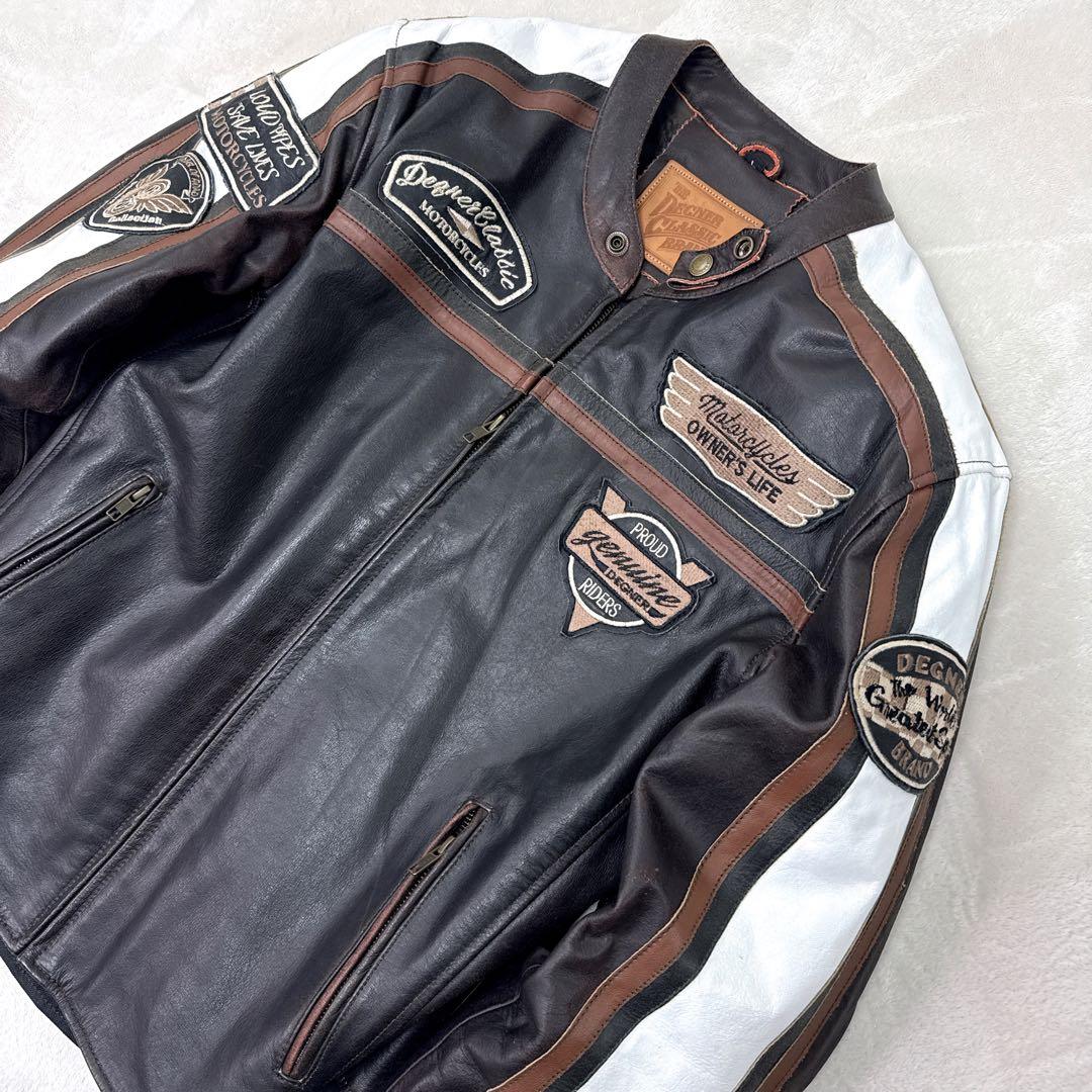 プロテクター付 ✨ デグナー　ライダース　本革 バイク用 レザージャケット　刺繍