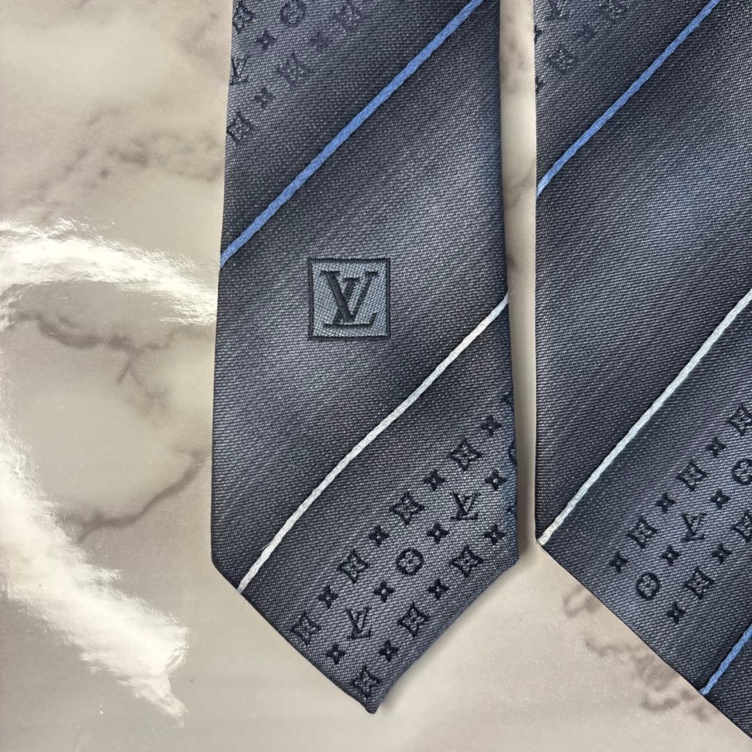 【訳あり特価】Louis Vuitton ネクタイ　ブラック　グレー　モノグラム