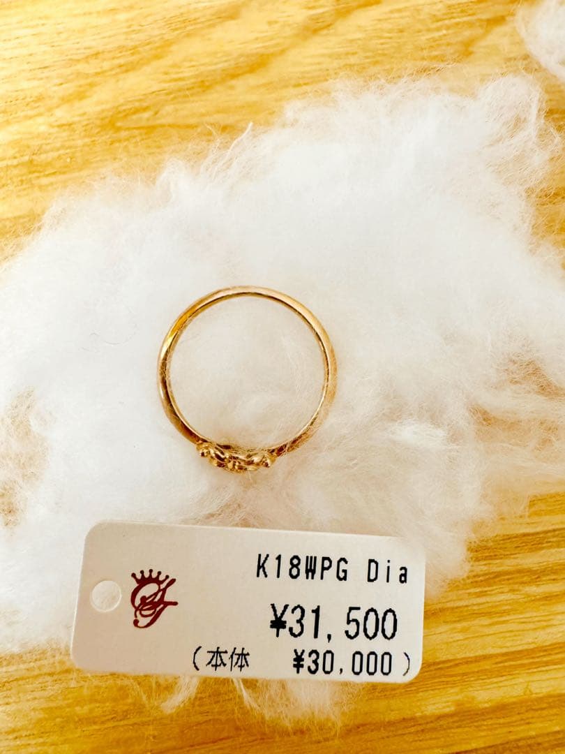 新品★Samantha Tiara K18 WPG Dia ハートリング 7号
