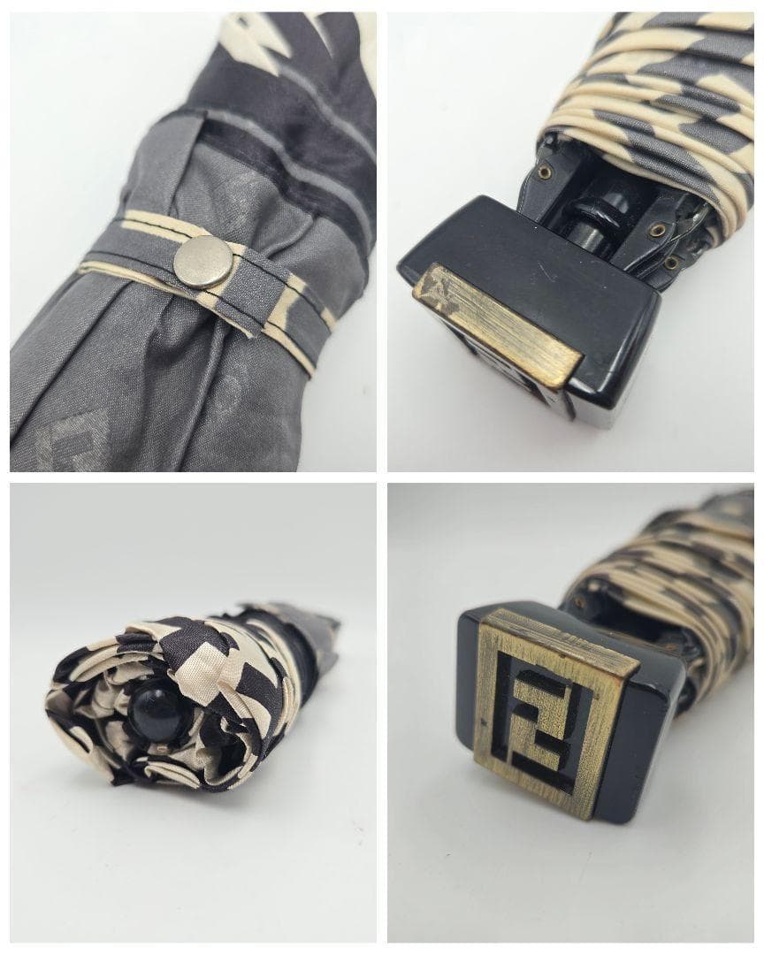 美品 FENDI フェンディ 折り畳み傘 雨傘 ズッカ柄 FFロゴ ブランド