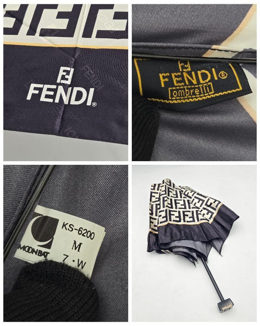 美品 FENDI フェンディ 折り畳み傘 雨傘 ズッカ柄 FFロゴ ブランド