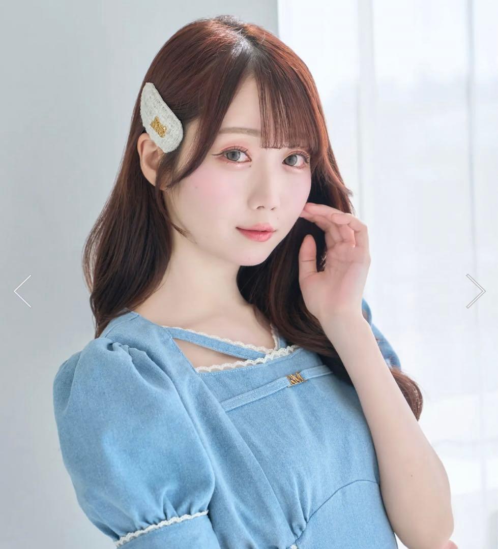 Rosé Muse tweed chubby hair pin set ホワイト