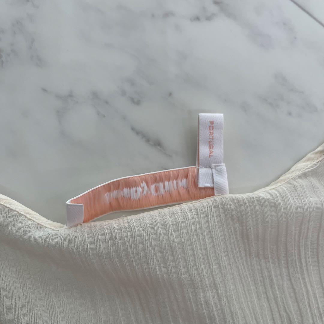 SeeByChloé シルクコットン　シアー楊柳ロングワンピース リボン襟　36