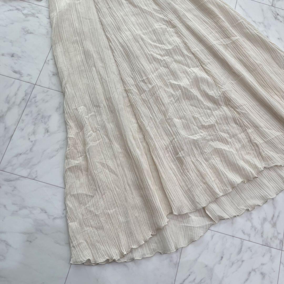 SeeByChloé シルクコットン　シアー楊柳ロングワンピース リボン襟　36