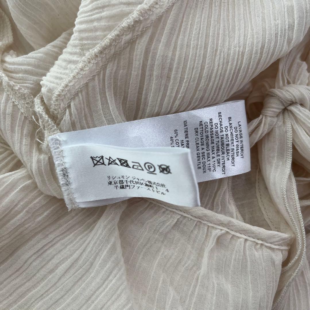 SeeByChloé シルクコットン　シアー楊柳ロングワンピース リボン襟　36