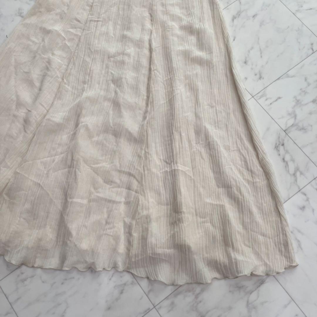 SeeByChloé シルクコットン　シアー楊柳ロングワンピース リボン襟　36