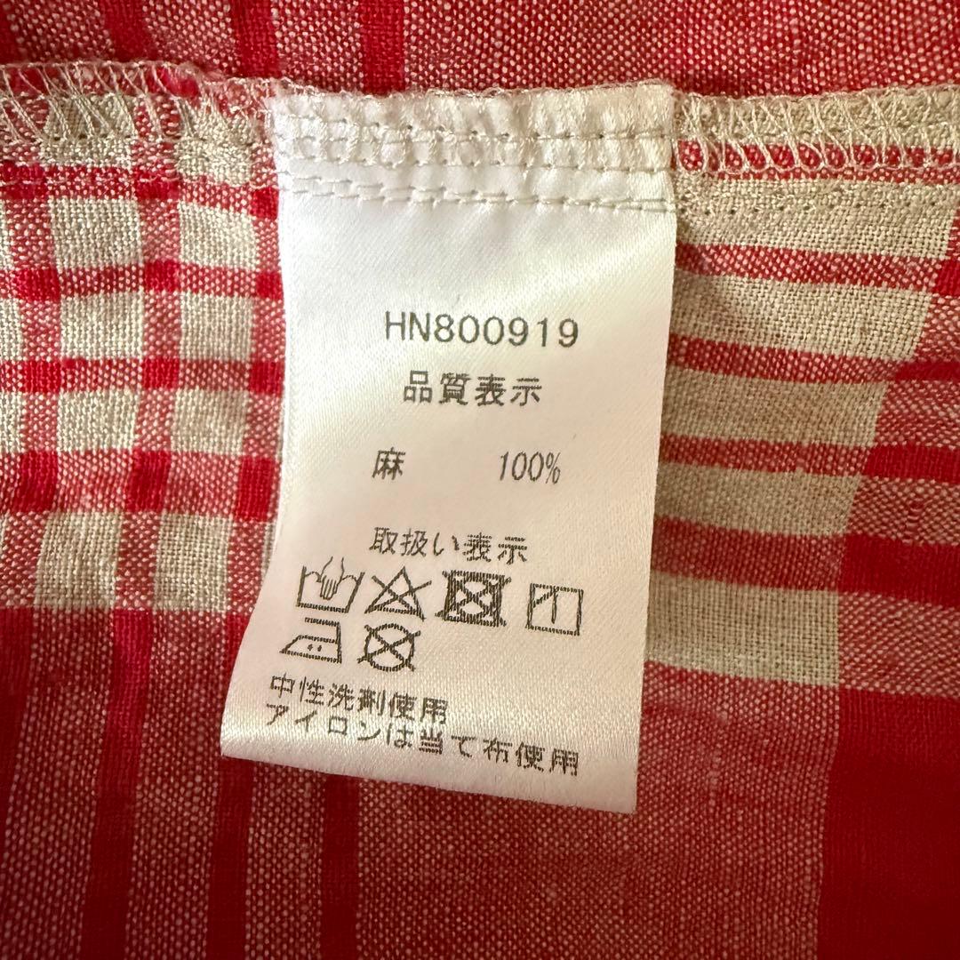 ichi Antiquités リネンポミエチェックシャツワンピース