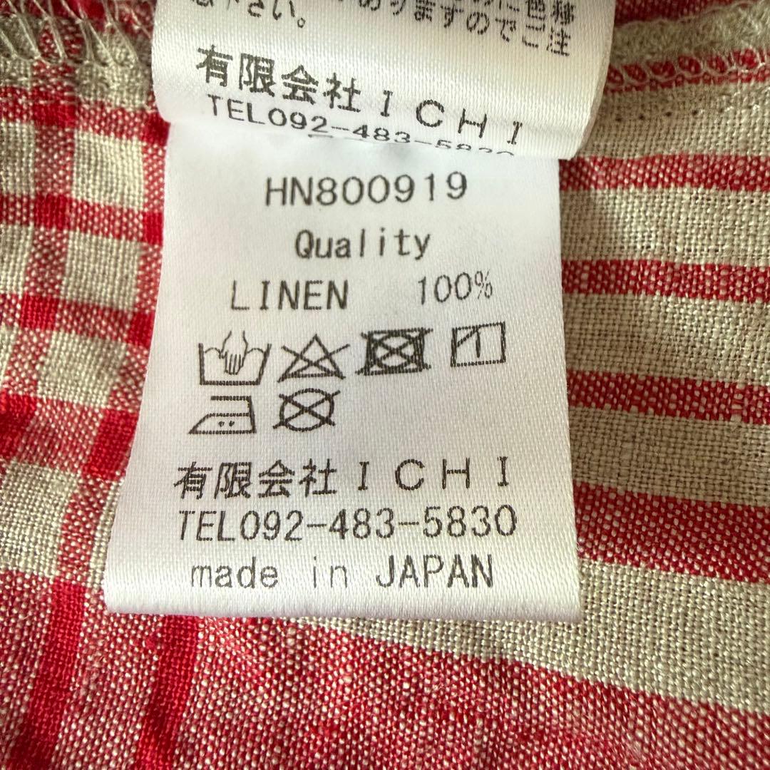 ichi Antiquités リネンポミエチェックシャツワンピース
