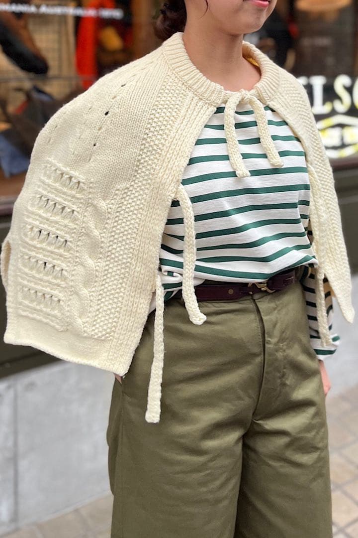 Nigel Cabourn 日本製 ケーブル編みニットケープ