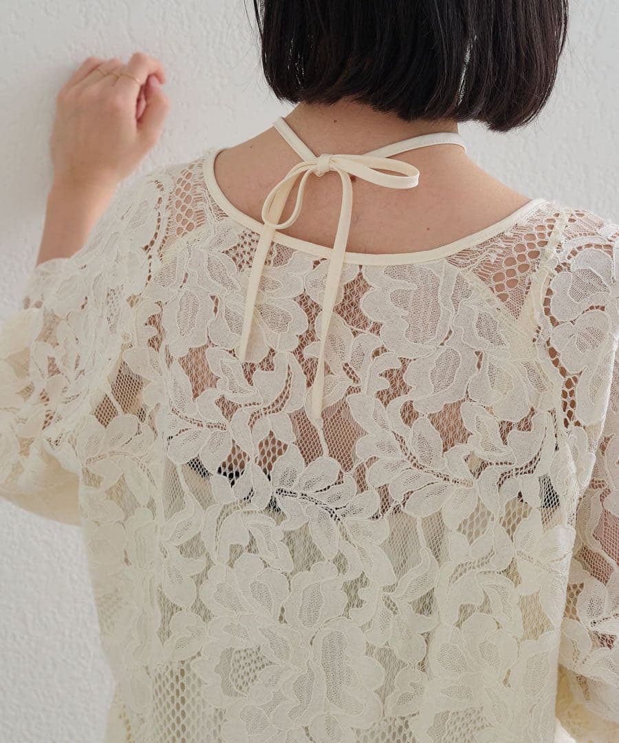 美品 Omekashiメッシュレーススカラップワンピース オメカシ 総レース