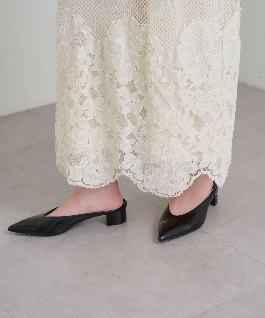 美品 Omekashiメッシュレーススカラップワンピース オメカシ 総レース