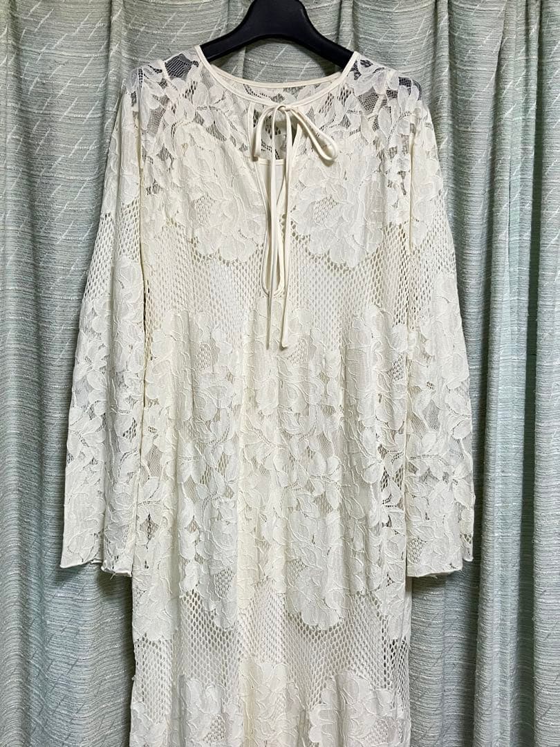美品 Omekashiメッシュレーススカラップワンピース オメカシ 総レース