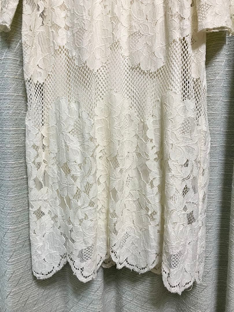 美品 Omekashiメッシュレーススカラップワンピース オメカシ 総レース