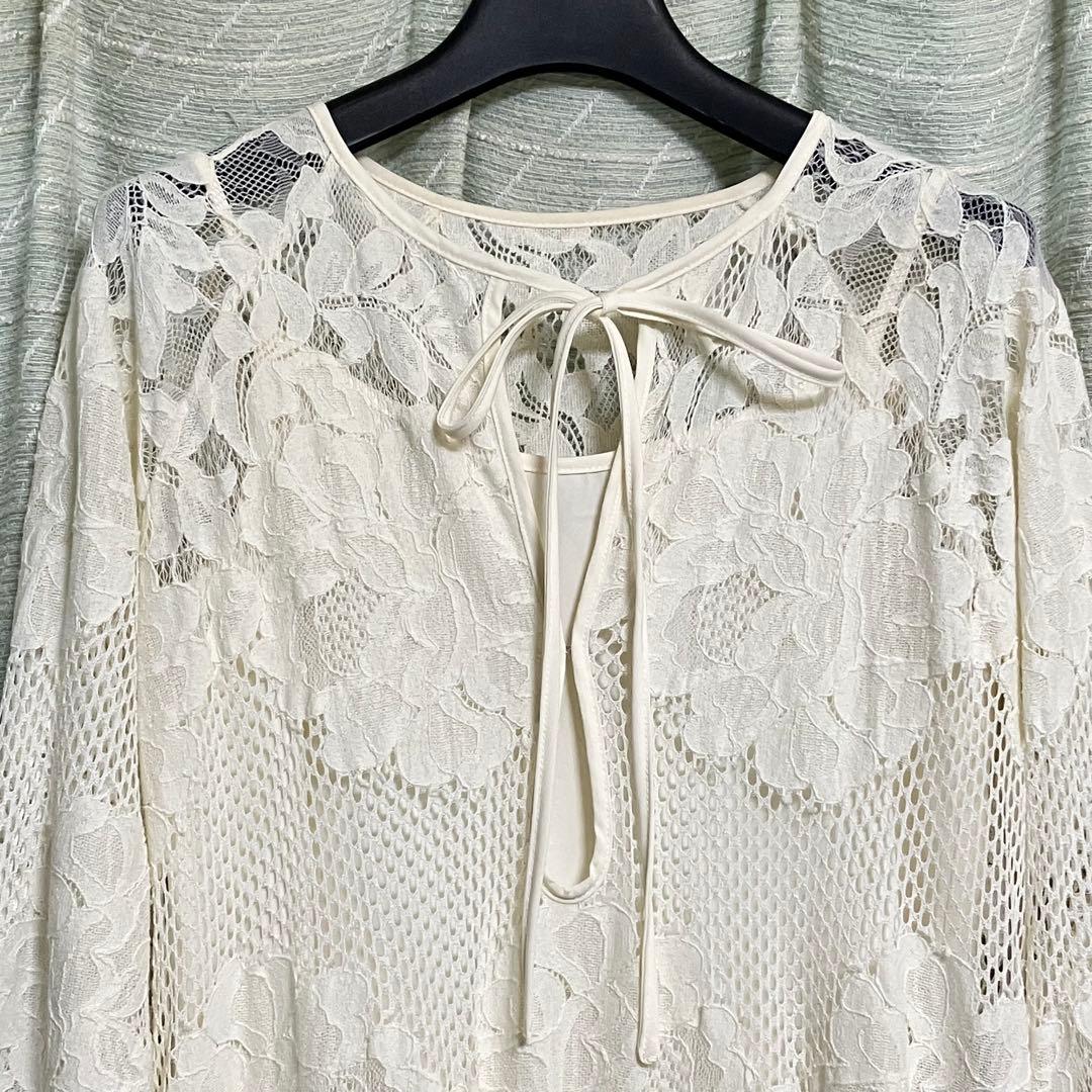 美品 Omekashiメッシュレーススカラップワンピース オメカシ 総レース