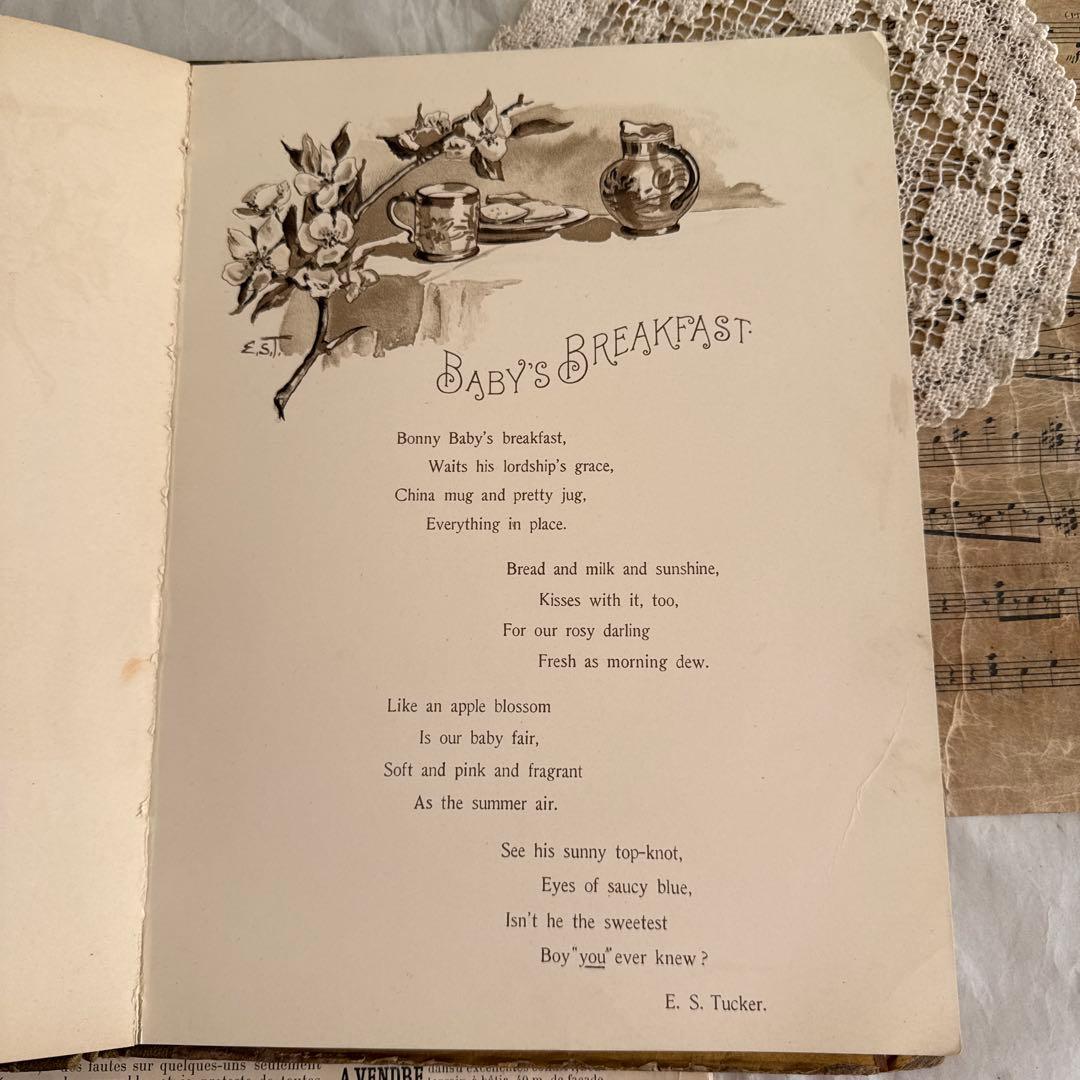 稀少1892年アンティーク愛らしい絵本ヴィクトリアン洋書ジャンクジャーナル古書