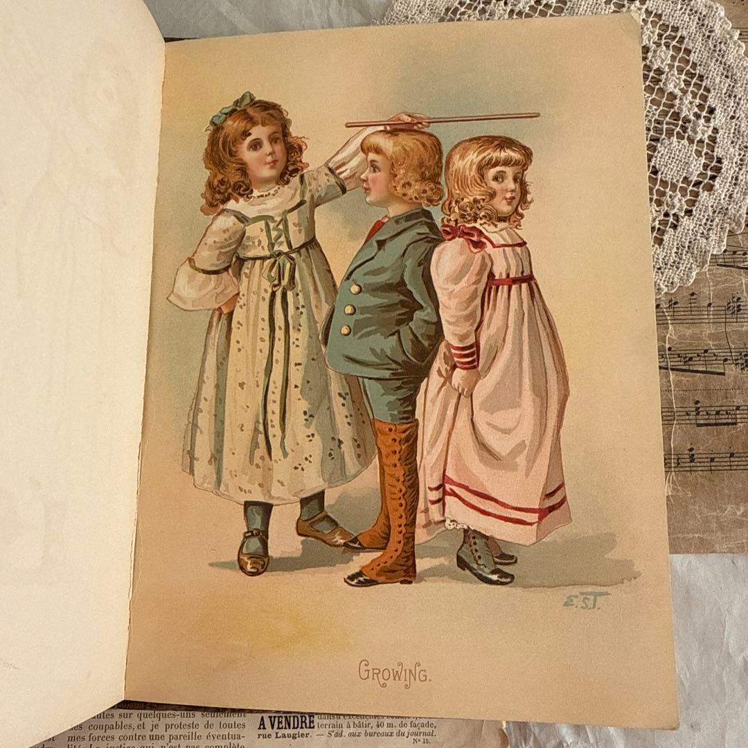 稀少1892年アンティーク愛らしい絵本ヴィクトリアン洋書ジャンクジャーナル古書