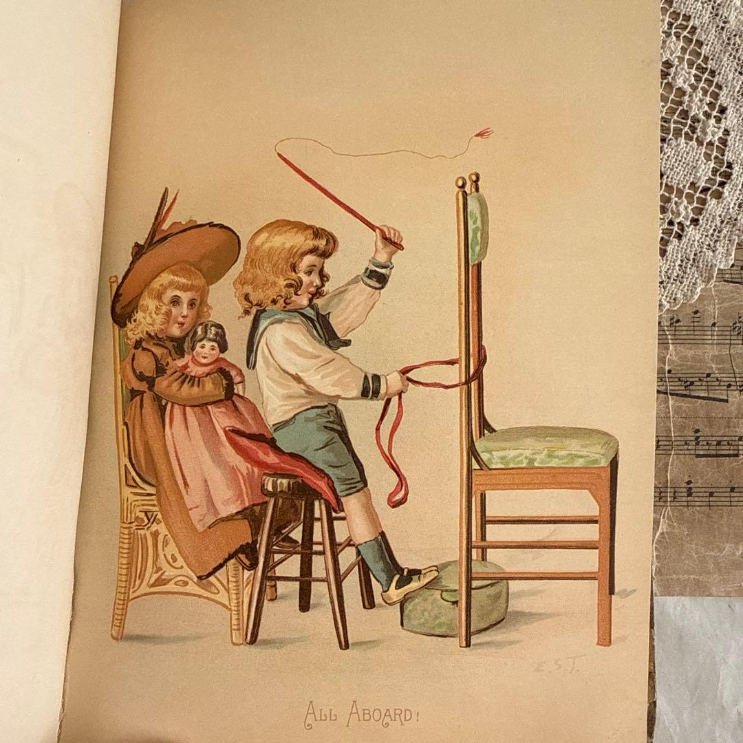 稀少1892年アンティーク愛らしい絵本ヴィクトリアン洋書ジャンクジャーナル古書