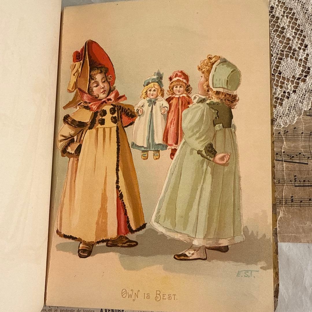 稀少1892年アンティーク愛らしい絵本ヴィクトリアン洋書ジャンクジャーナル古書
