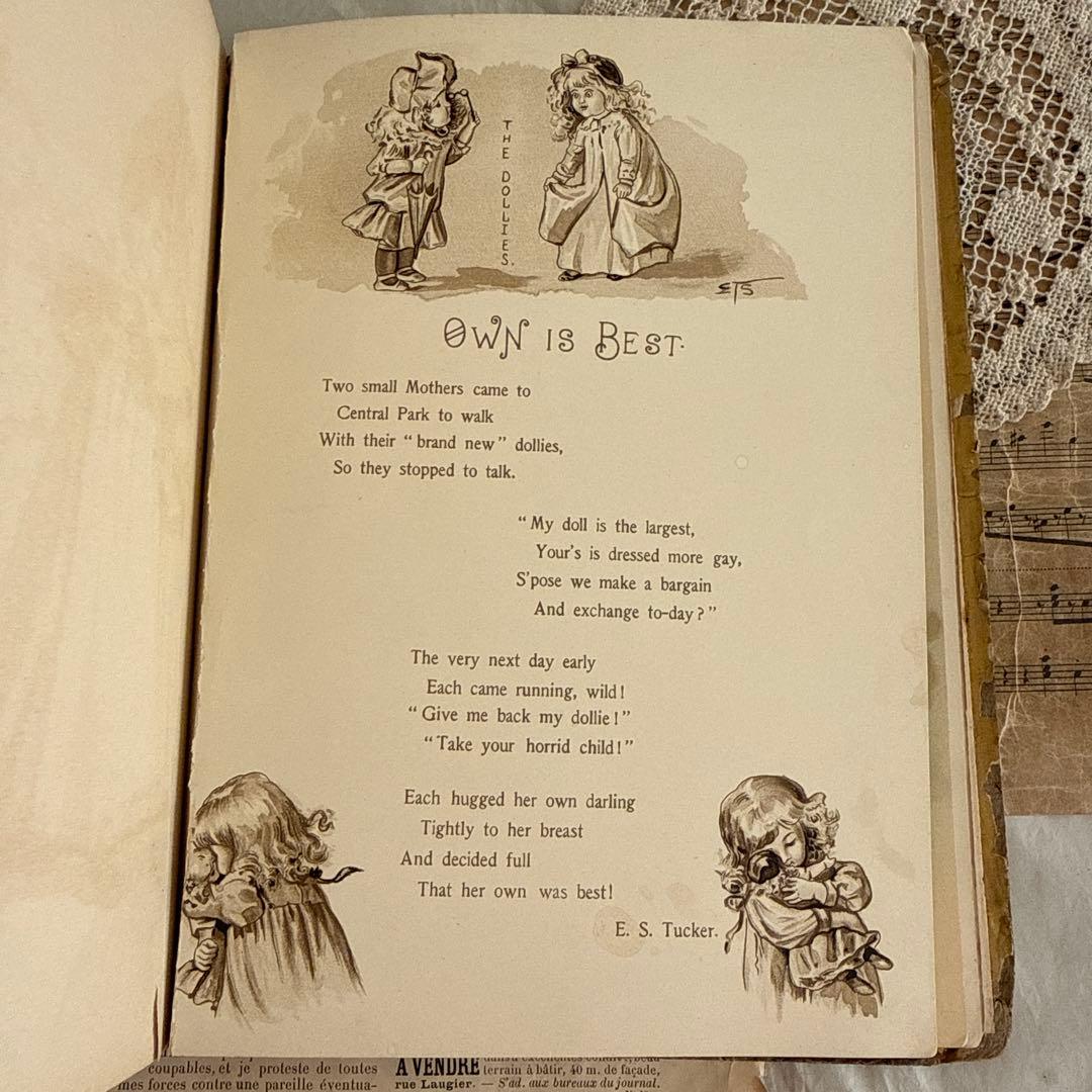 稀少1892年アンティーク愛らしい絵本ヴィクトリアン洋書ジャンクジャーナル古書