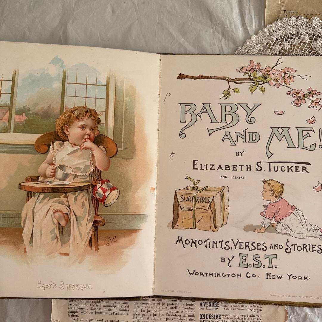 稀少1892年アンティーク愛らしい絵本ヴィクトリアン洋書ジャンクジャーナル古書