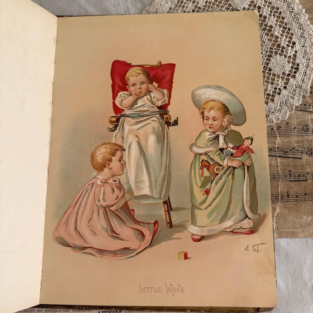 稀少1892年アンティーク愛らしい絵本ヴィクトリアン洋書ジャンクジャーナル古書