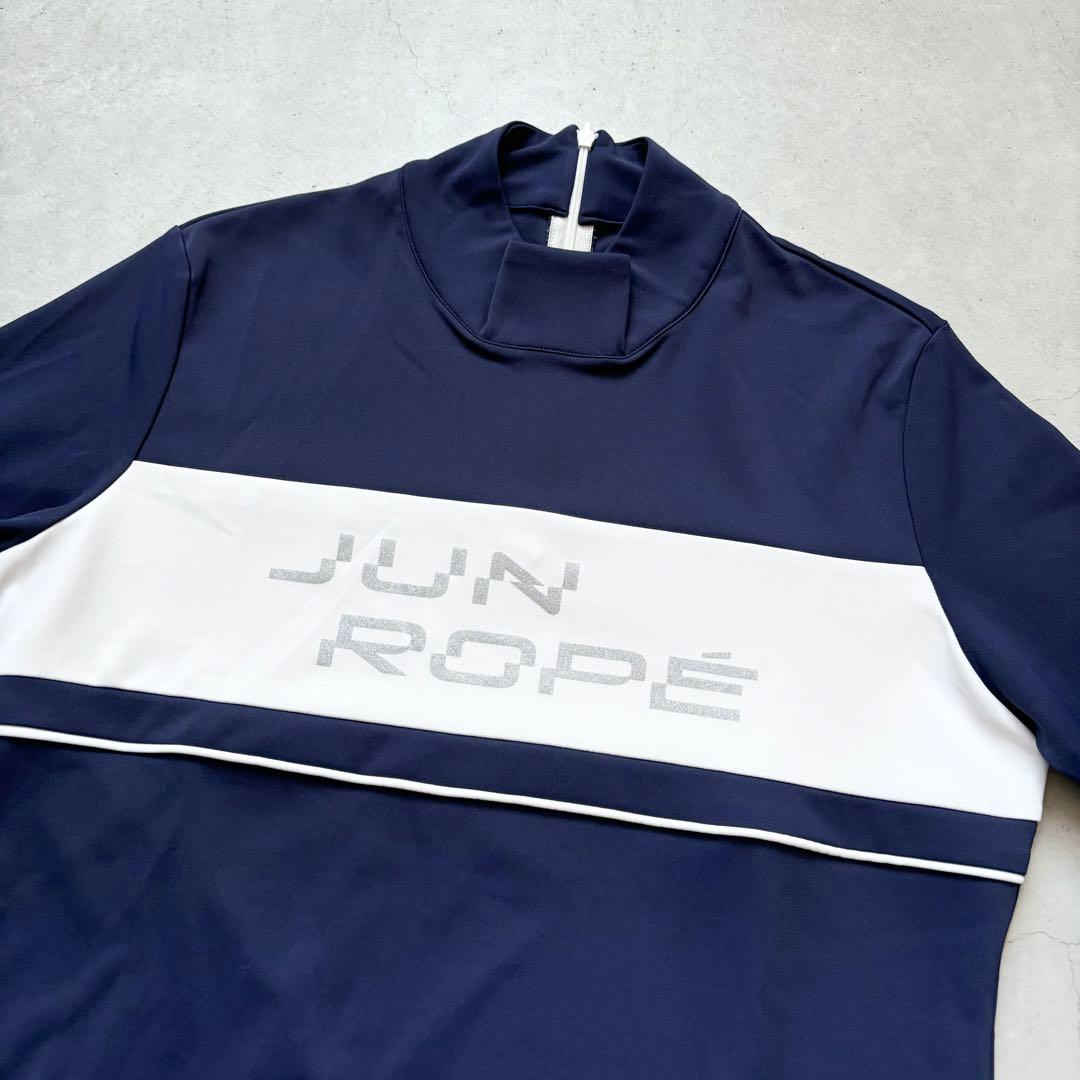 【美品】Jun&Ropé ジュン&ロペ モックネック 長袖プルオーバー ネイビー