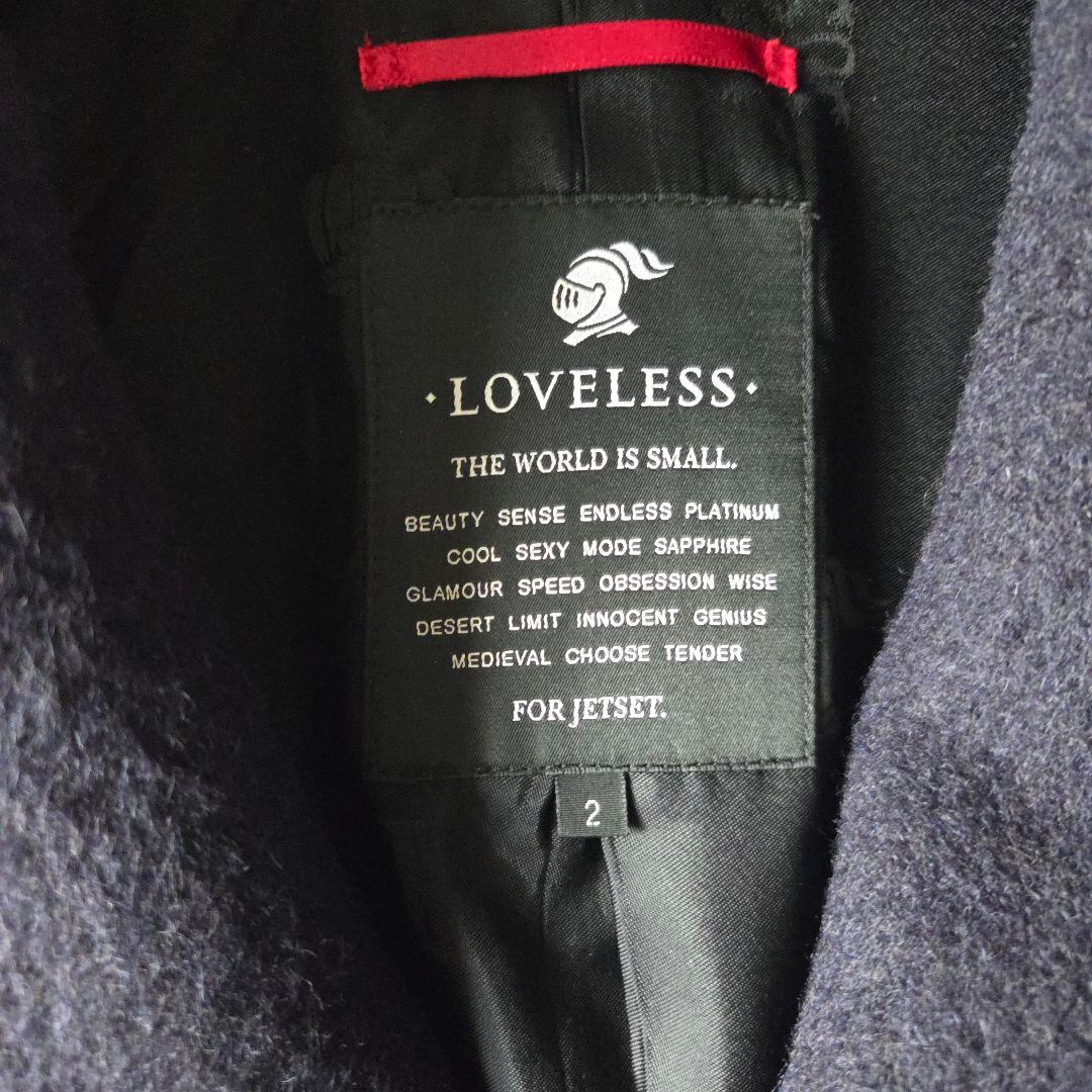 アルパカ混 LOVELESS ガウンコート 2 ネイビー スカル刺繍 ベルト付