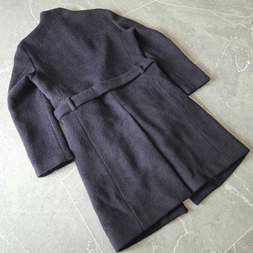 アルパカ混 LOVELESS ガウンコート 2 ネイビー スカル刺繍 ベルト付