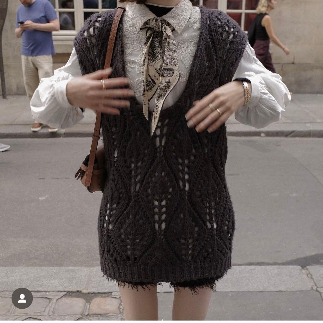「完売品」eaphi U NECK LEAF PATTERN KNIT VEST