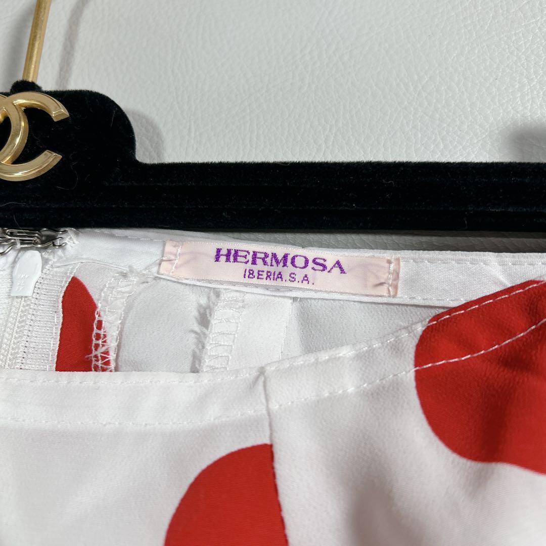 HERMOSA フラメンコ 練習用フレアスカート 水玉模様 社交ダンス フリル