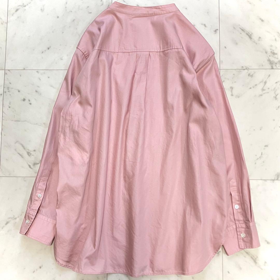美品 23区 CANCLINI バンドカラー コットンシャツ ピンク 46