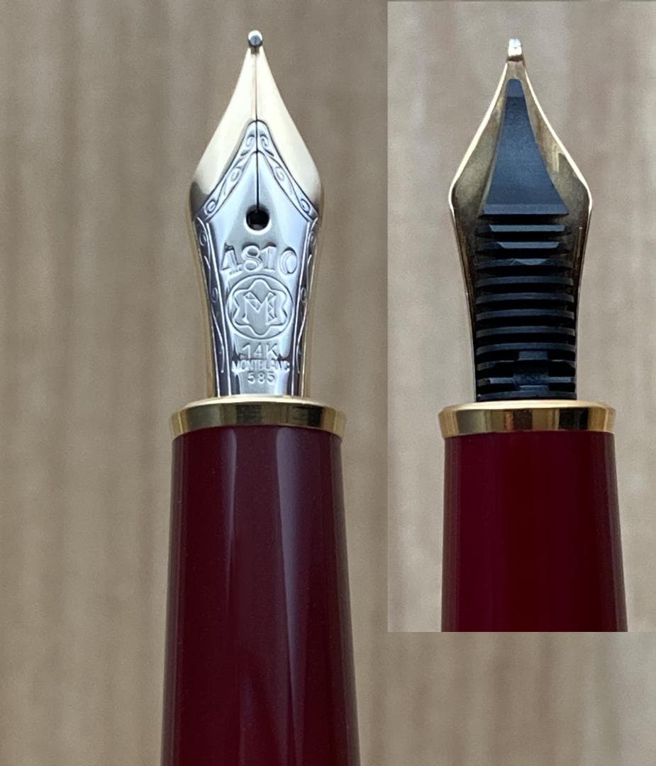 未使用に近い モンブラン 144 万年筆 14K(F)ボルドー 新品コンバーター