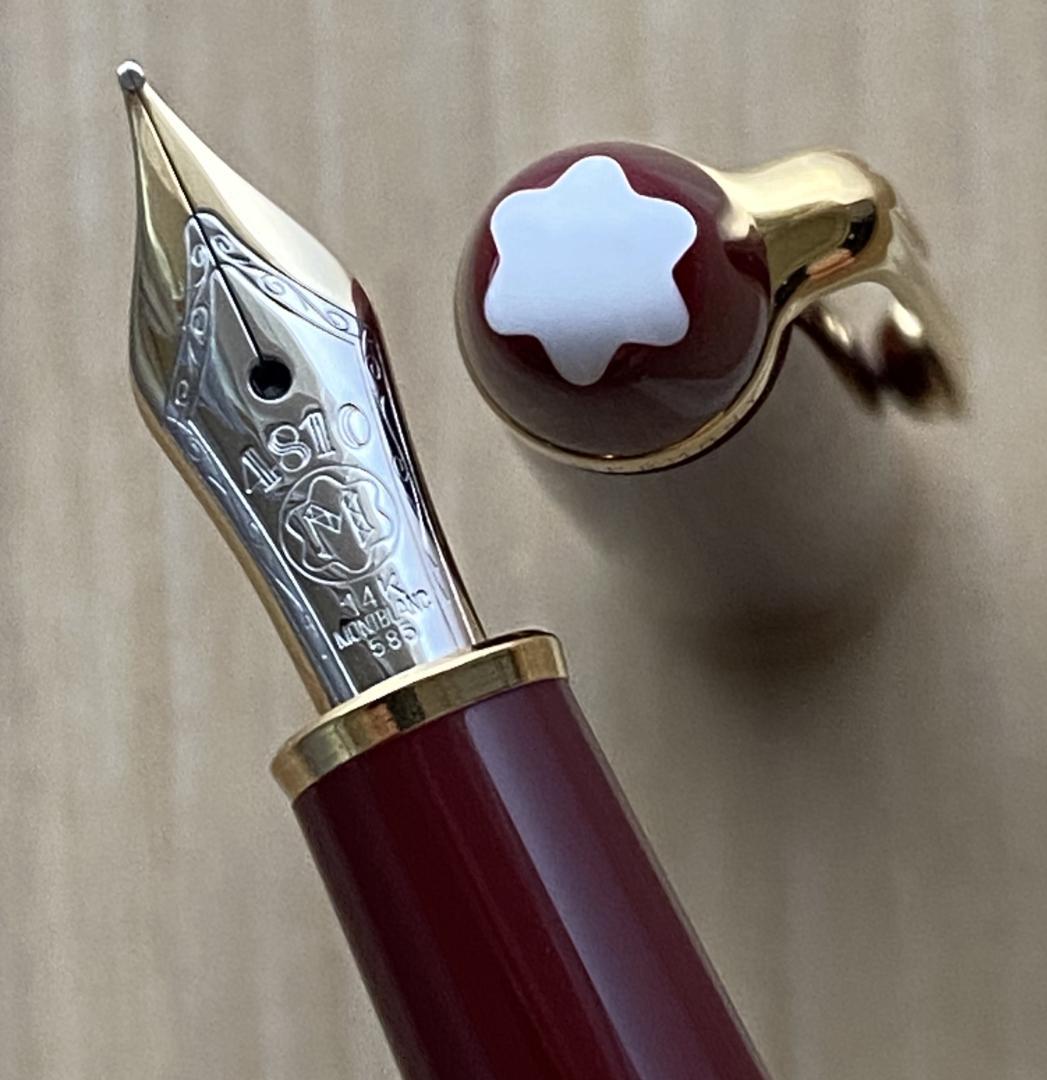 未使用に近い モンブラン 144 万年筆 14K(F)ボルドー 新品コンバーター
