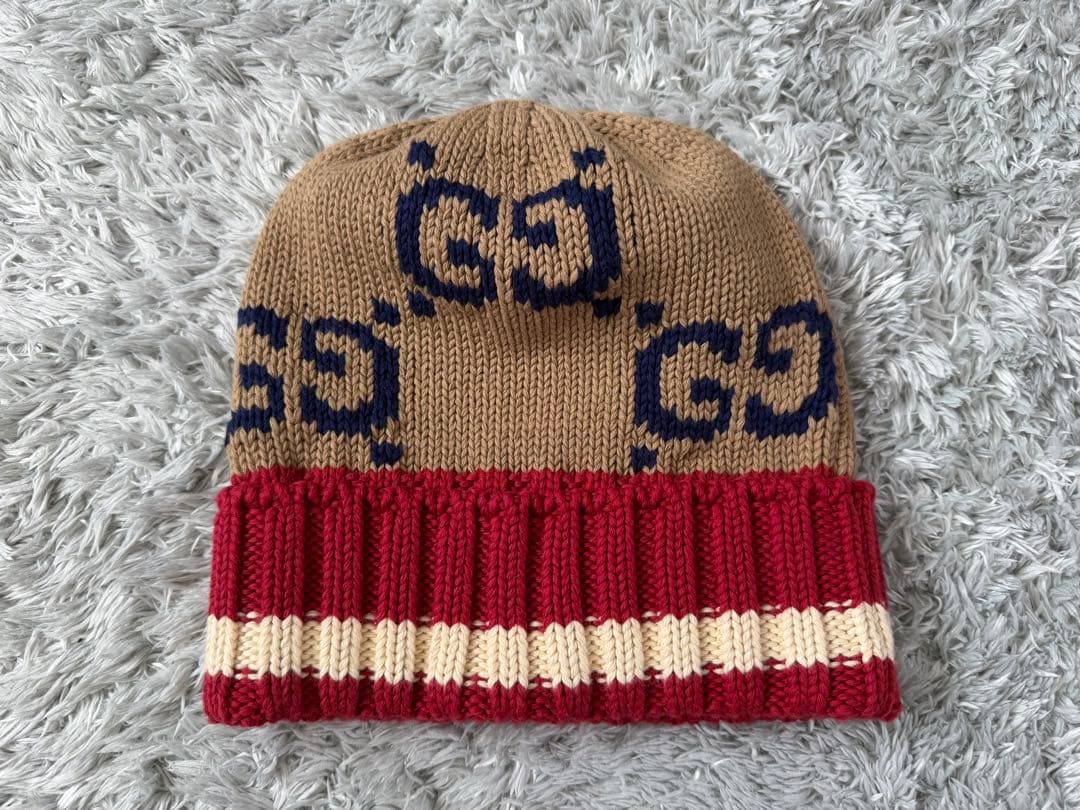 大特価‼️GUCCI グッチ 帽子 ニット帽 597636 GGコットン　キャップ