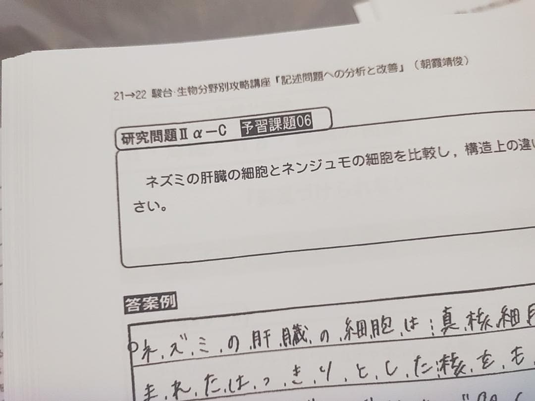 駿台　生物特別　朝霞先生　記述問題のための分析と改善　フルセット　鉄緑会　河合塾