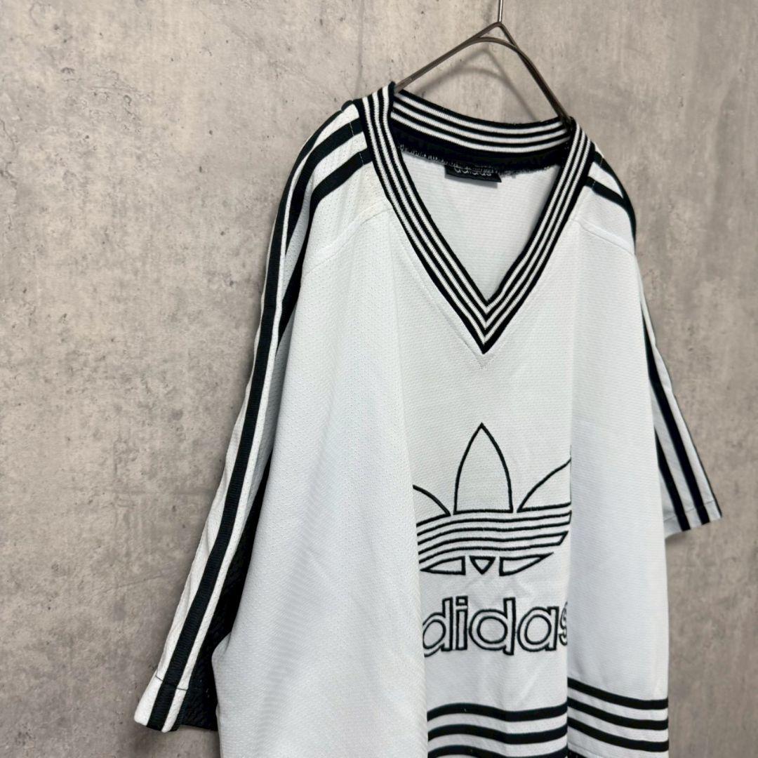 ✴️adidas　90s　両面トレフォイル　ゲームシャツ　メッシュ素材　半袖