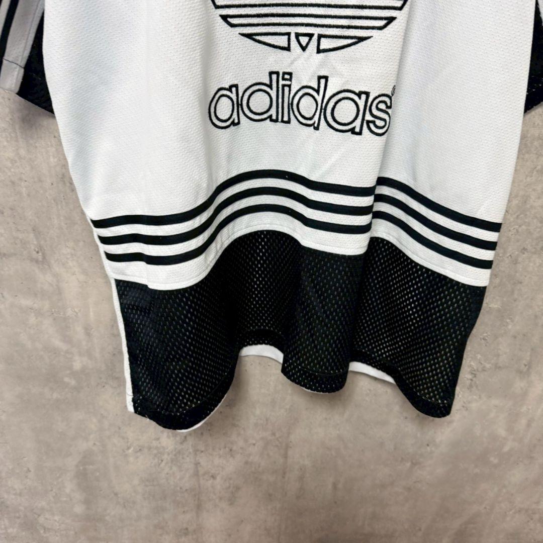 ✴️adidas　90s　両面トレフォイル　ゲームシャツ　メッシュ素材　半袖