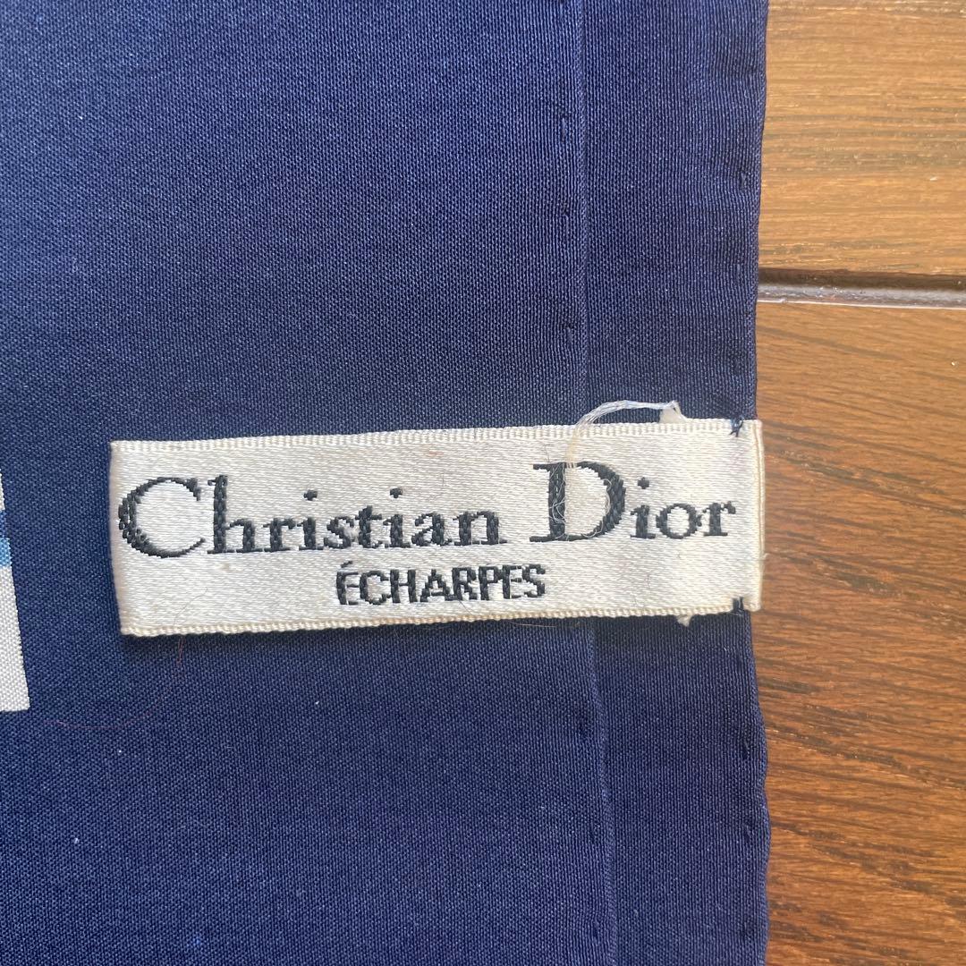 Christian Dior ネイビー ロゴスカーフ