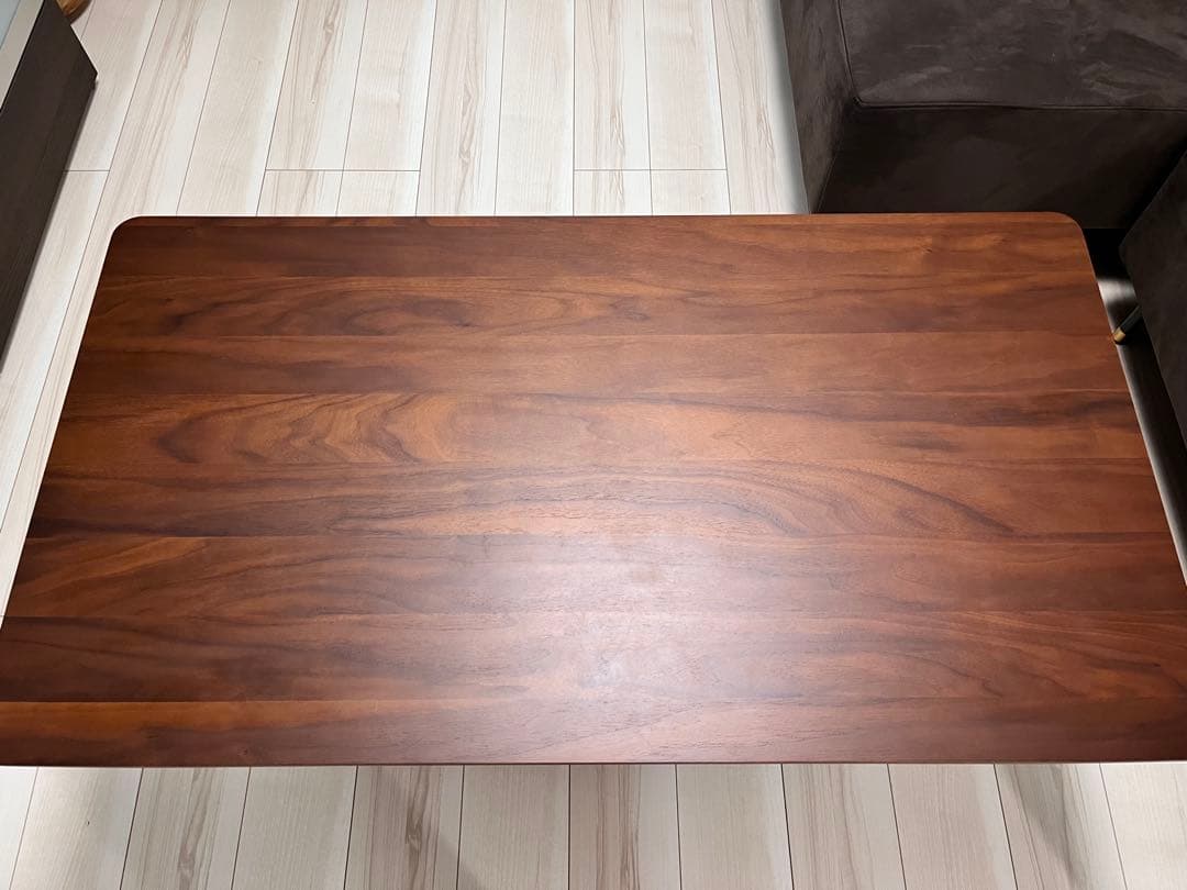 昇降式　ガス圧　天然木テーブル　110×60 ブラウン