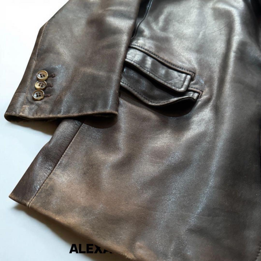 【逸品】ALEXANDERJULIAN　日本製　羊革　レザーテーラード　ブラウン
