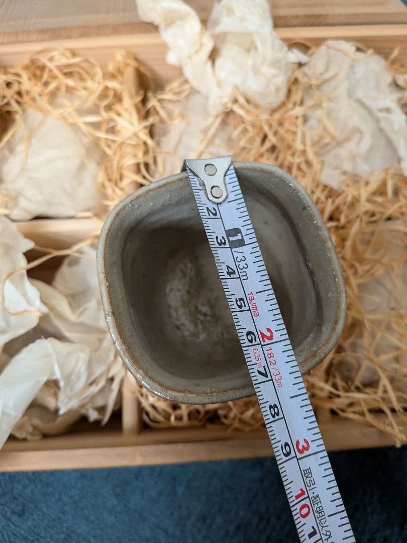 萩焼　深川窯　湯呑み5点セット 木製箱付き