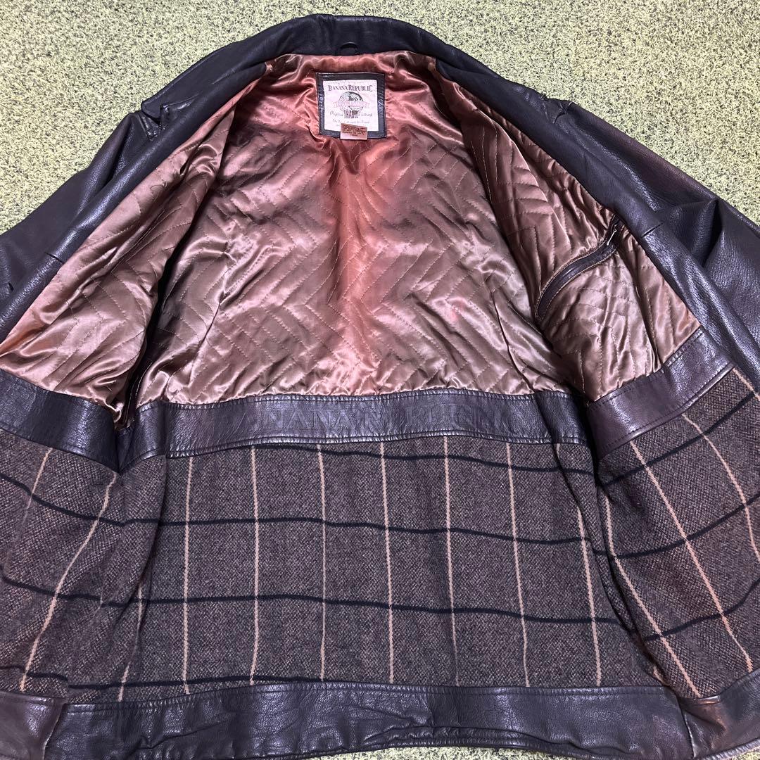 バナナリパブリック　トラベルタグ　80s 90sレザーカーコート　ジャケット