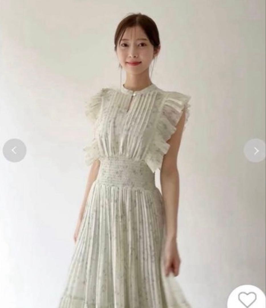 Snidel Sustainableフリルワンピース GRN インナー付き