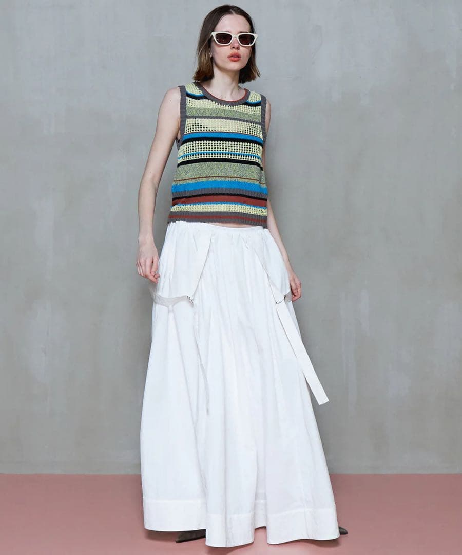 トップス maisonspecial 2way Multi Border Tank Top