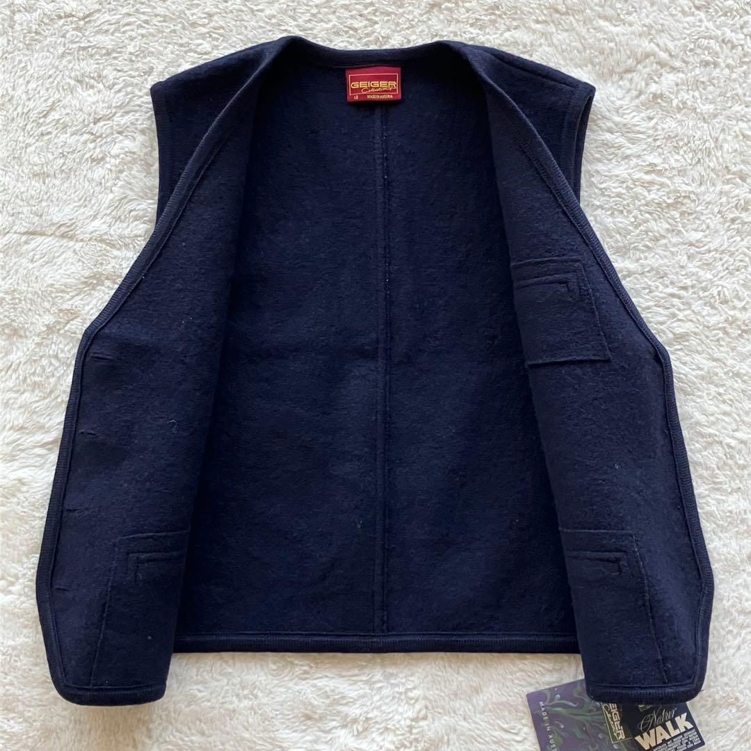 タグ付き新品 ガイガー ヴィンテージ 金ボタン チロリアンベスト ネイビー 40
