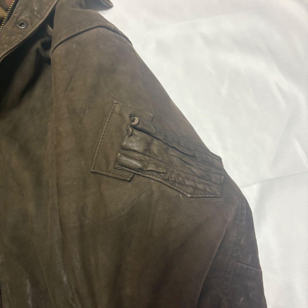 90s nautica ファー　レザージャケット　レザーダウン　古着